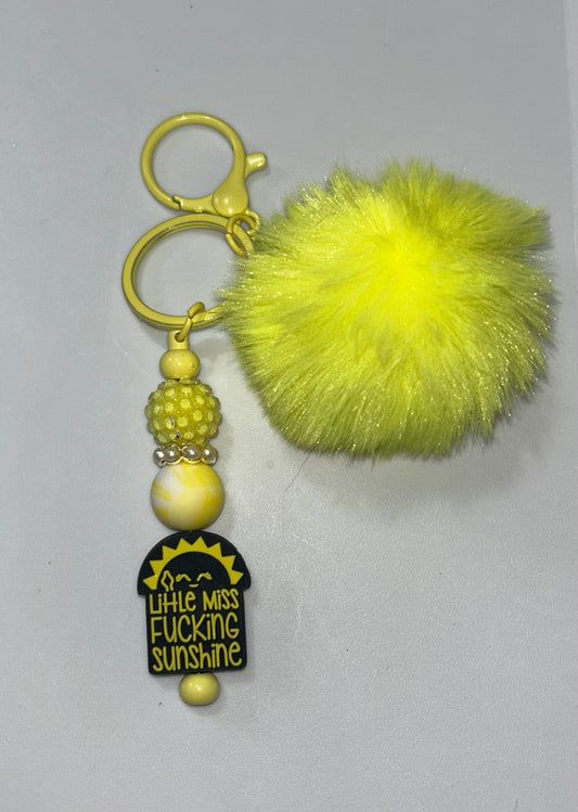 Little Miss F$&@ing Sunshine Yellow Pompom Keychain