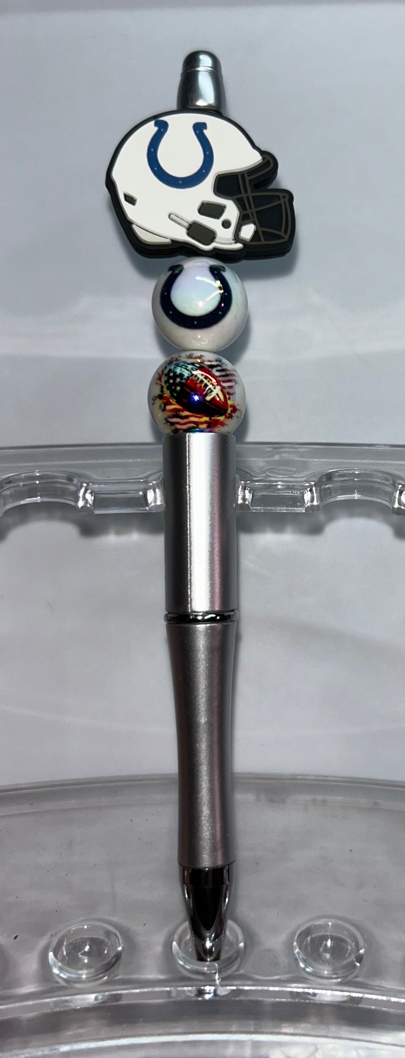 Colts Football Helmet Silver Pen