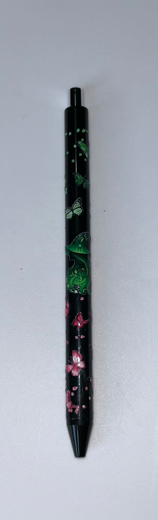Pink and Green Fairy Wrapped Black Pen