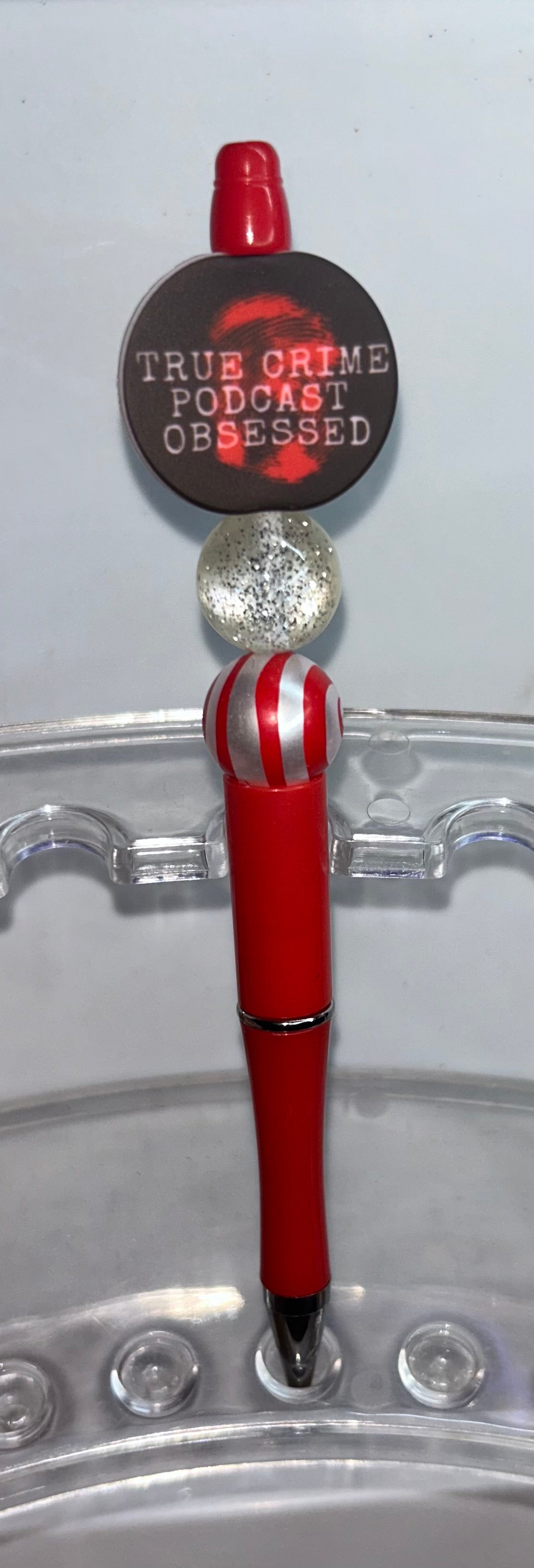True Crime Podcast Obsessed Round Red Pen
