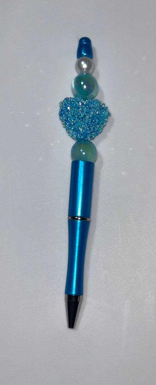 Blue Crystal Heart Blue Pen