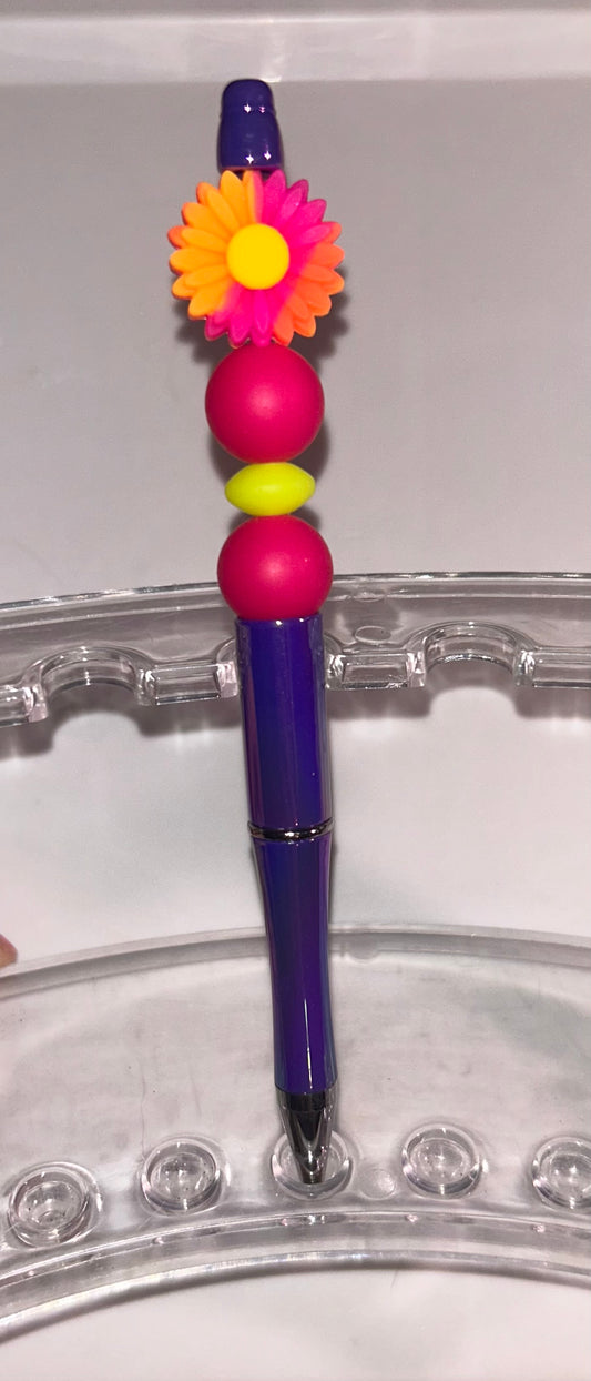 Pink/Orange Sunflower Purple Pen