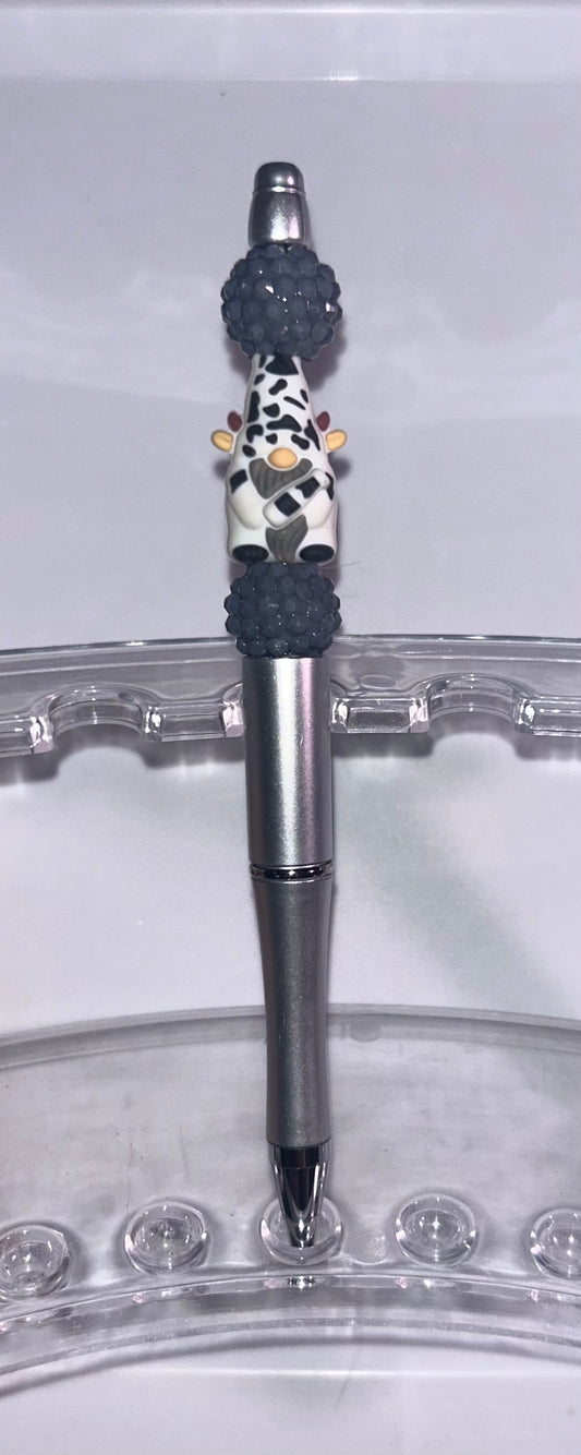 Gnome Cow Print Silver Pen