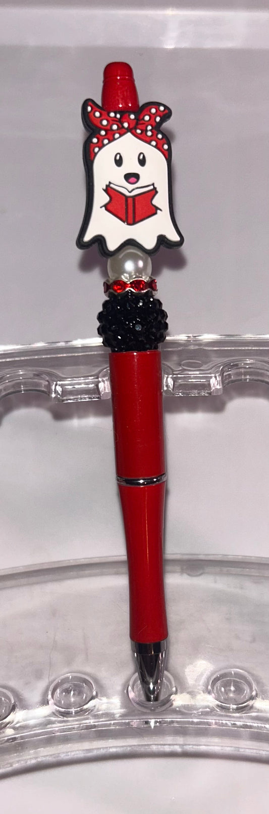 White Ghost Red Bow Red Pen