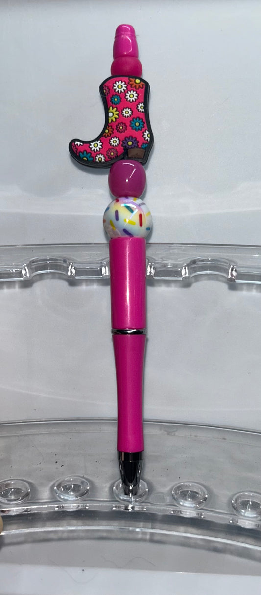 Pink Cowgirl Boot Pink Pen