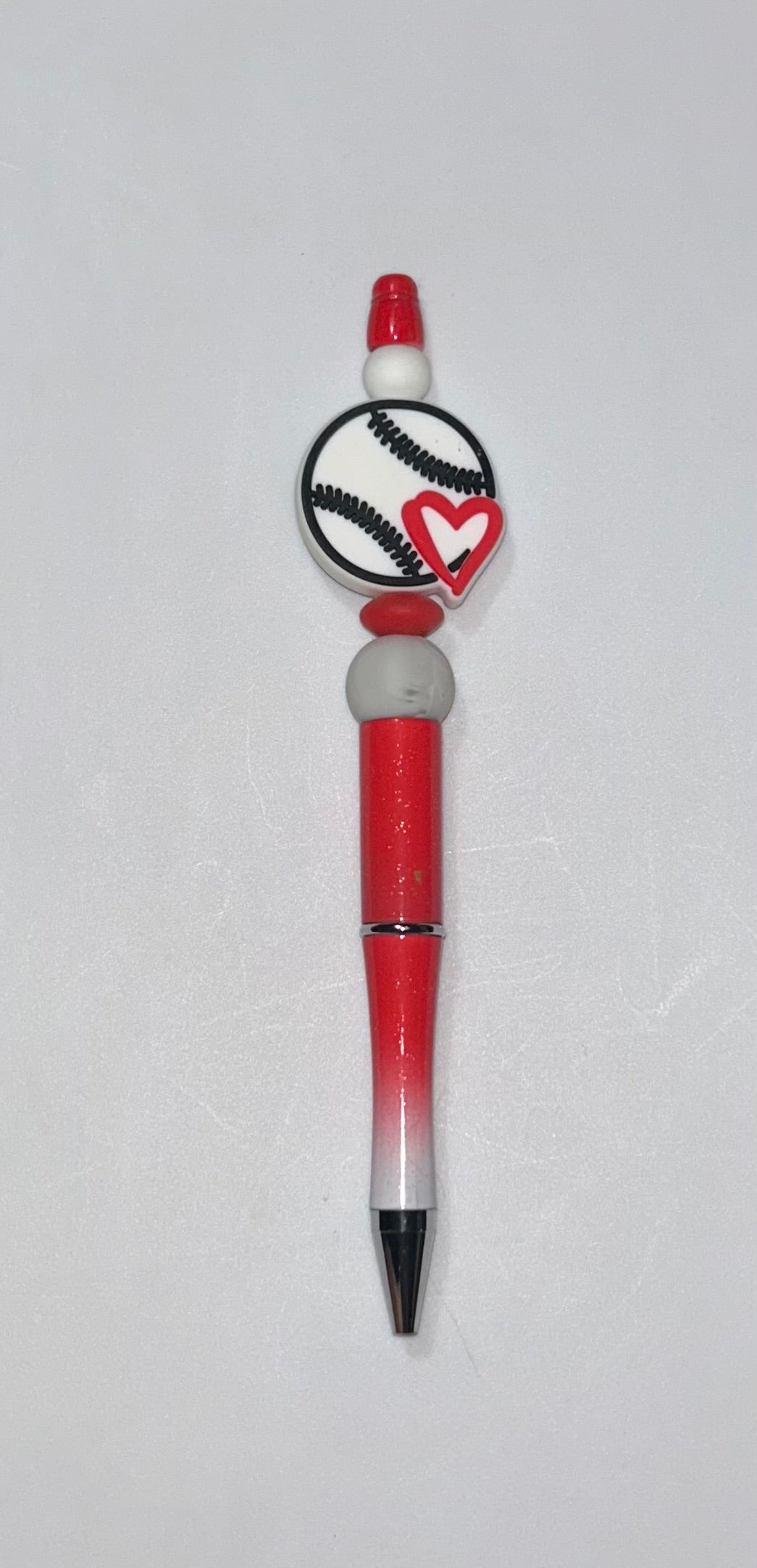 Baseball Heart Red Ombré Pen