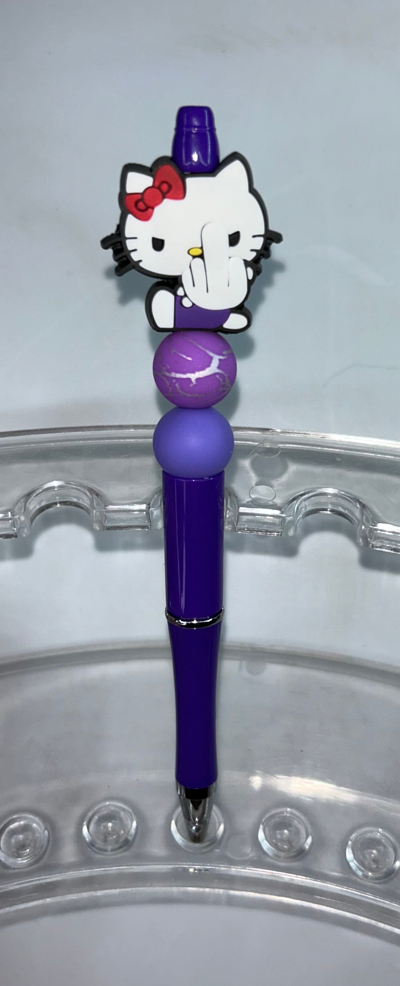 Hello Kitty Flipping Off Purple Pen