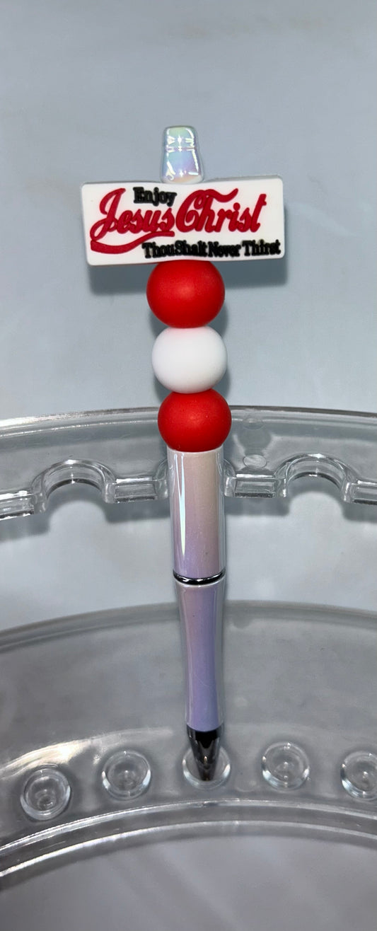 Enjoy Jesus Christ ThouShalt Never Thirst Pearl White Pen