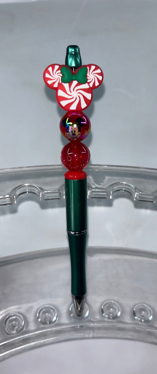 Mickey Candy Cane Stripe Green Pen