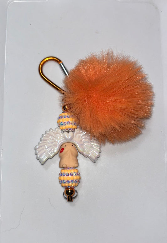 Little Kiss Richard Wings Orange Pompom Keychain