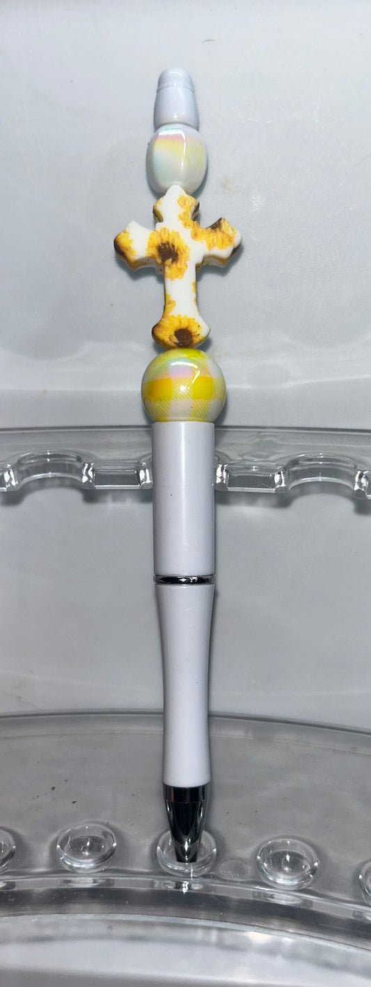 Sunflower Cross White Pen