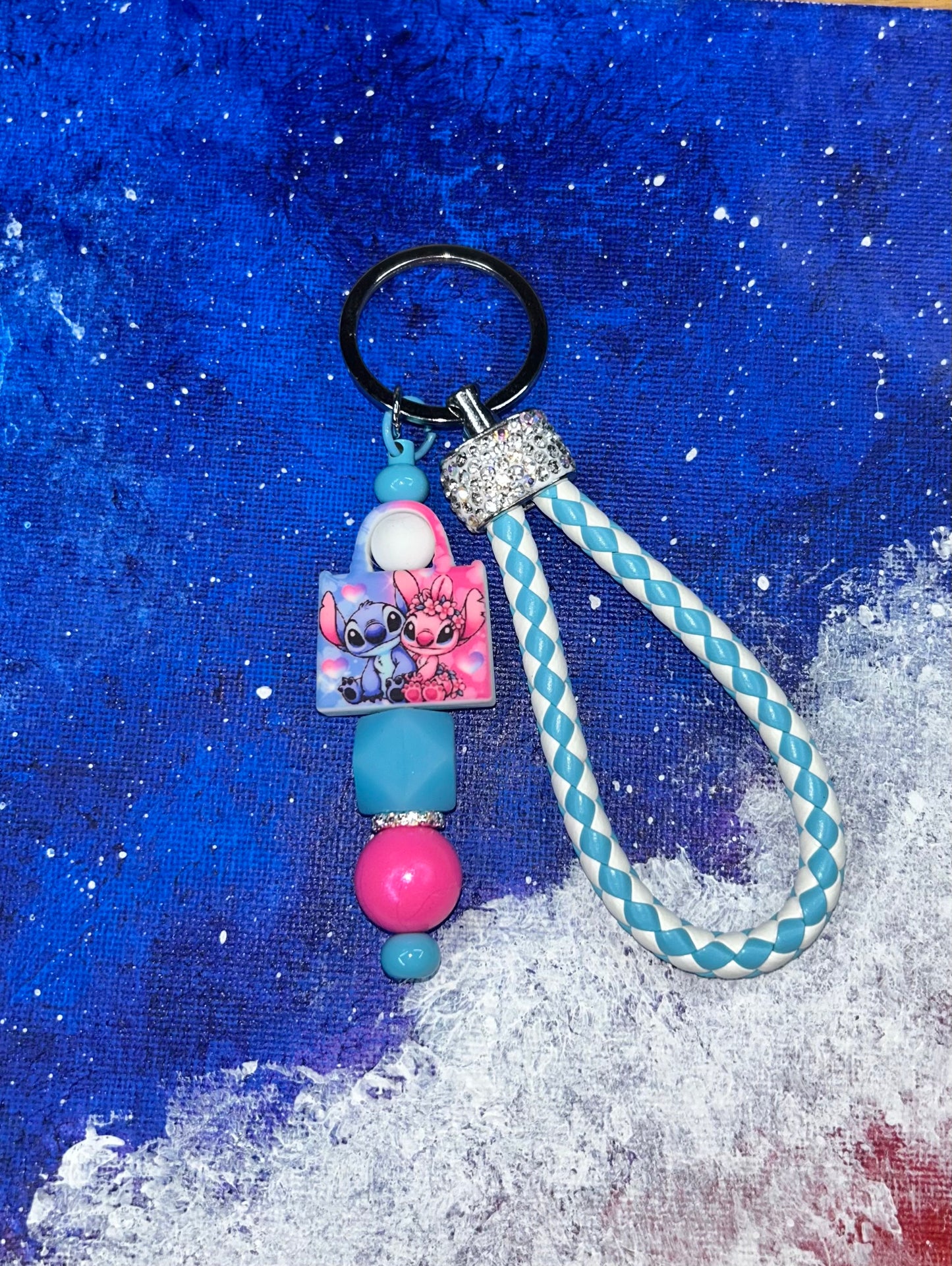 Stitch and Angel Purse Rope Key Chain