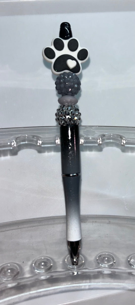 Black Dog Paw Print Black Ombre' Pen