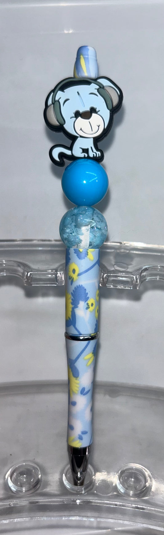 Blue Puppy Blue Floral Pen