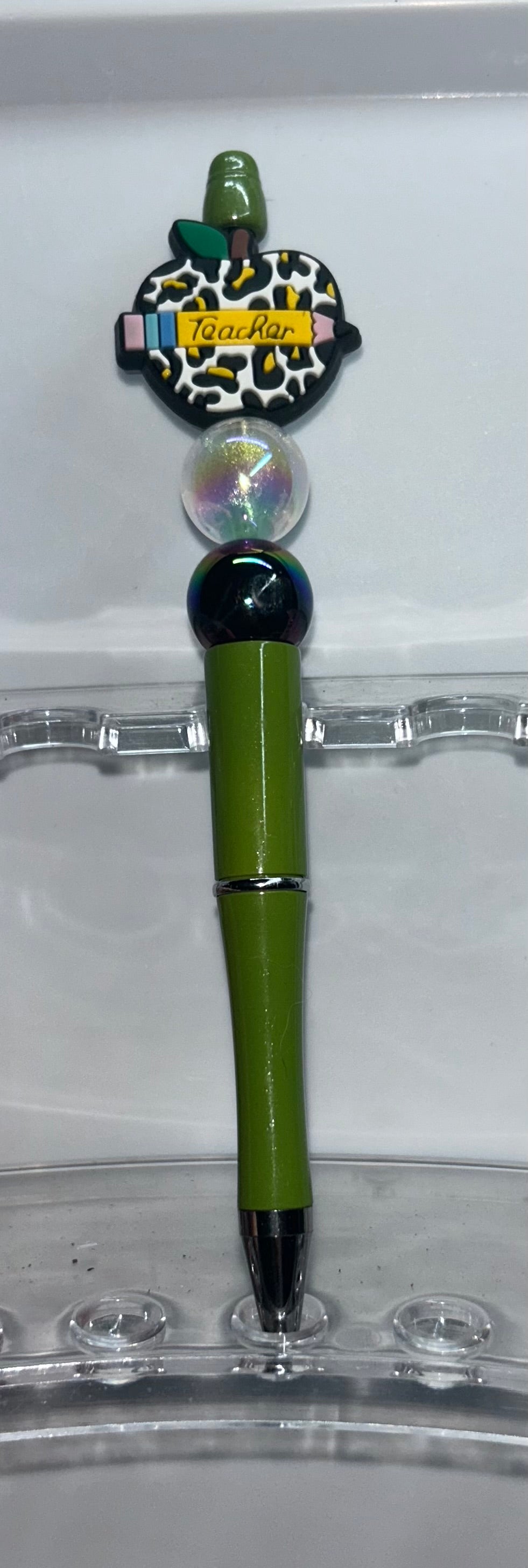 Teacher Cow Print Apple Green Pen