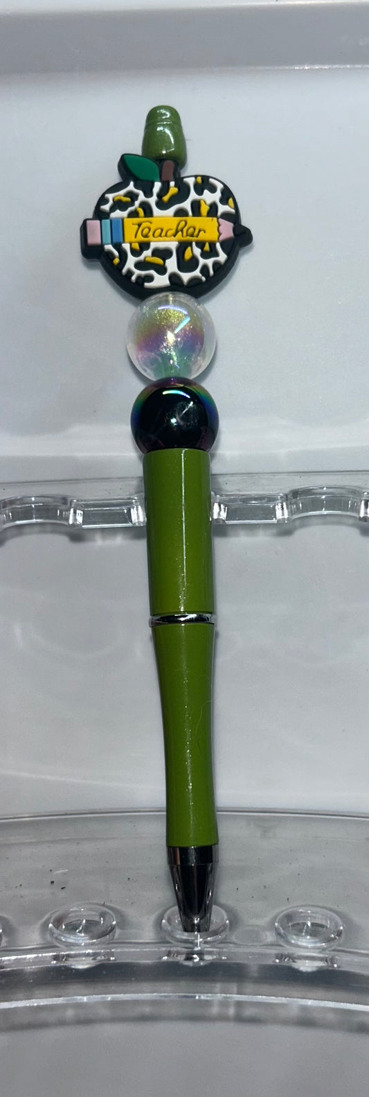 Teacher Cow Print Apple Green Pen