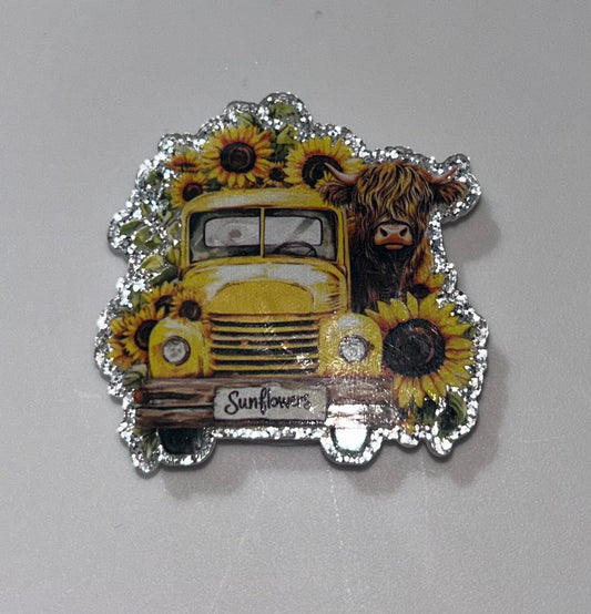 Yellow Truck Sunflower Pop Socket