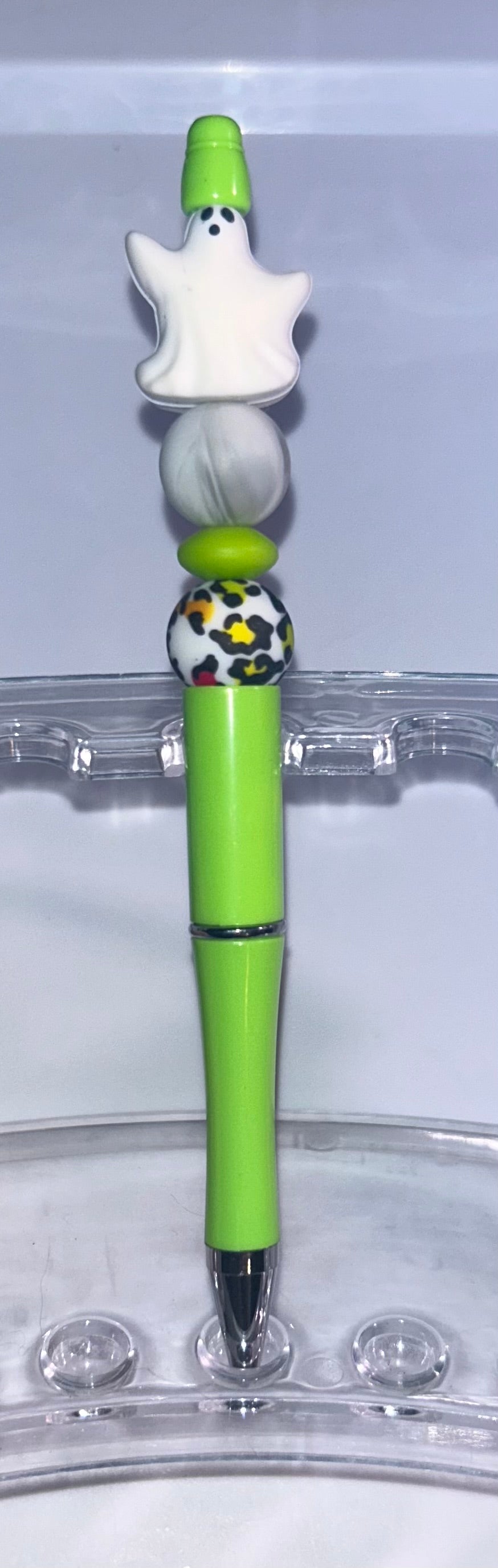 White Ghost Lime Green Pen