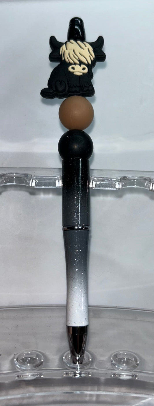 Black Highland Cow Black Ombre' Pen