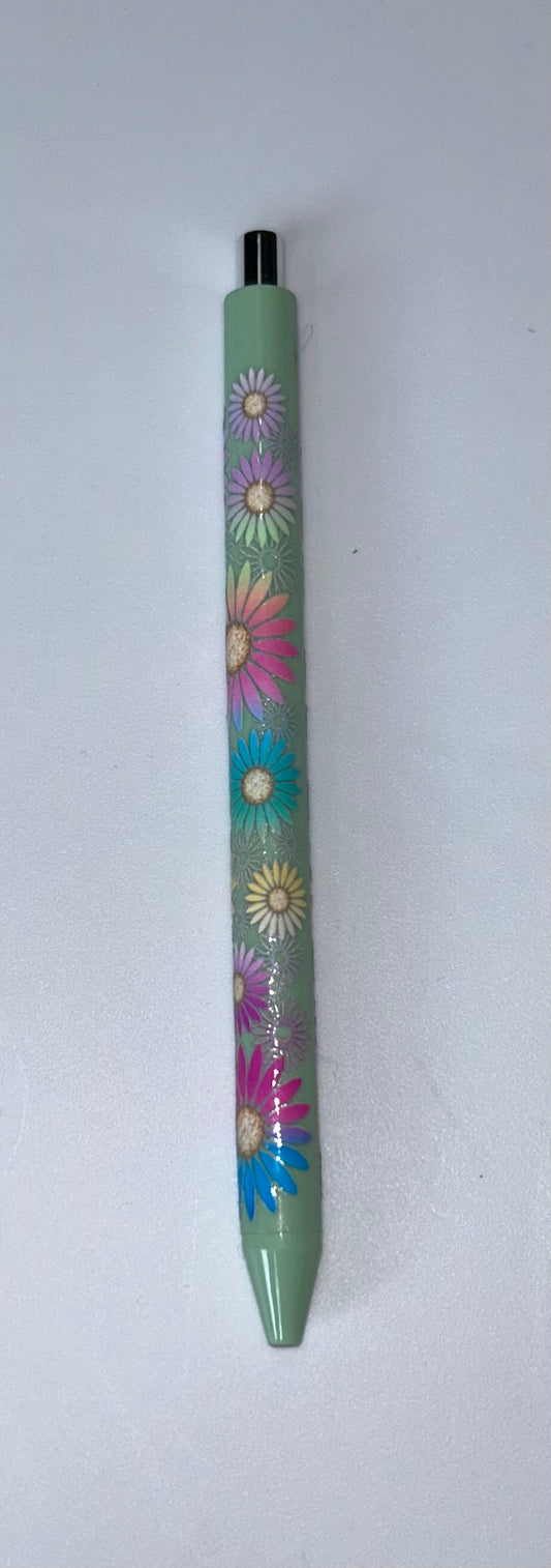 Flowers Wrapped Green Pen