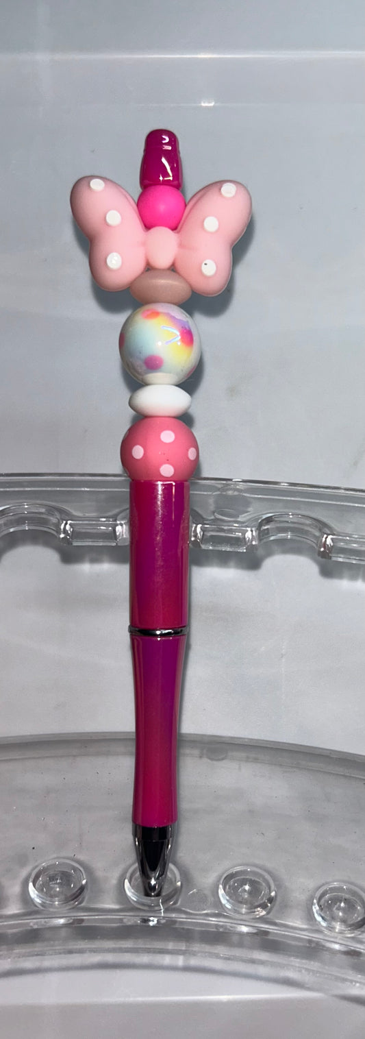 Pink Bow Shiny Pink Pen