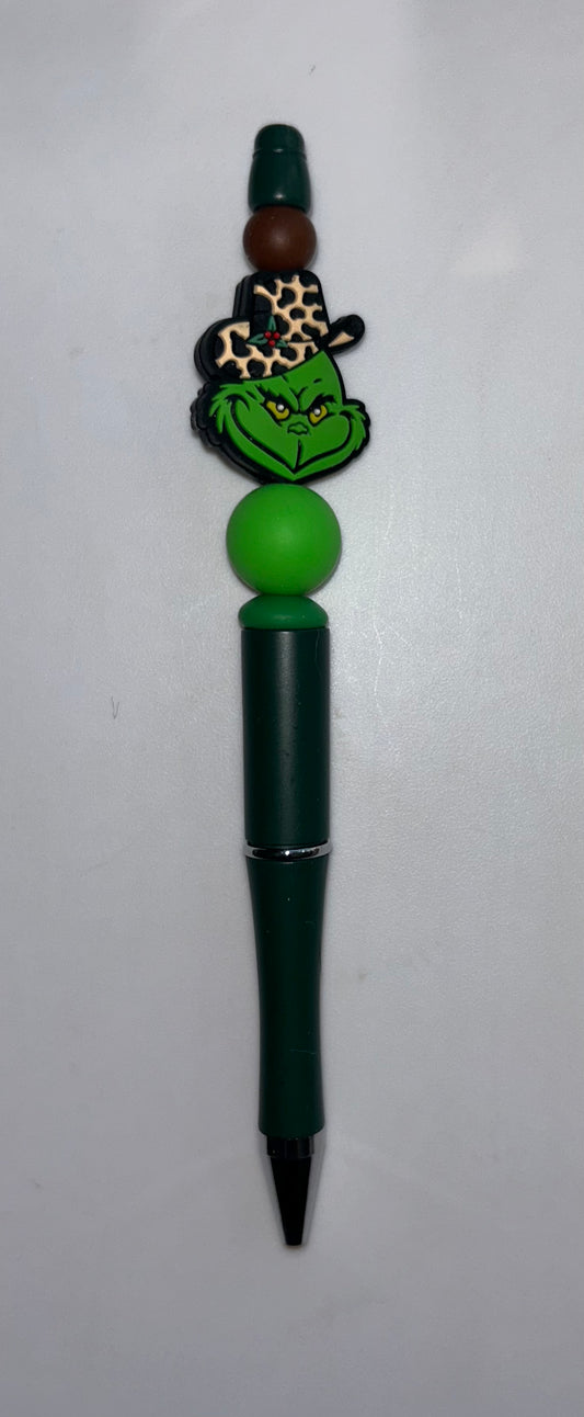 Christmas Grinch Head Dark Green Pen