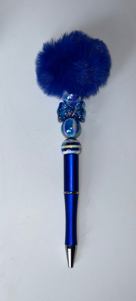 Blue Bow Blue Pompom Pen
