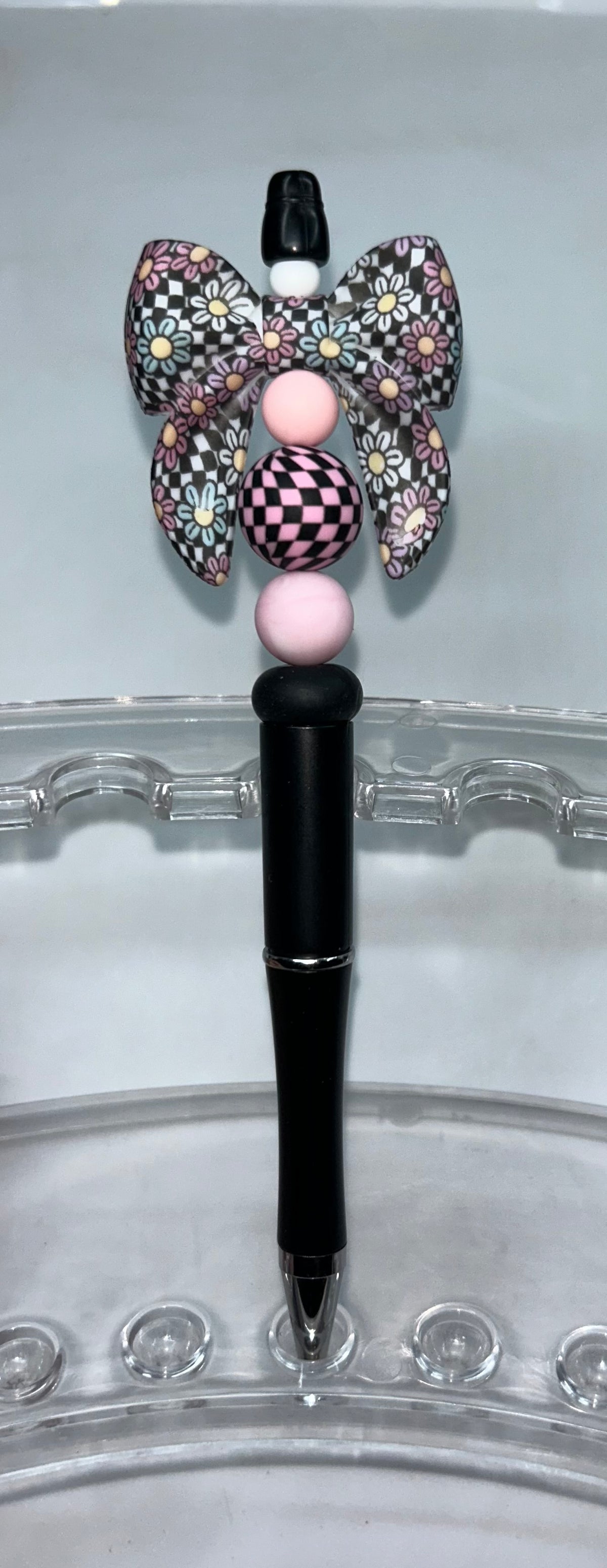 Floral Bow Black Pen