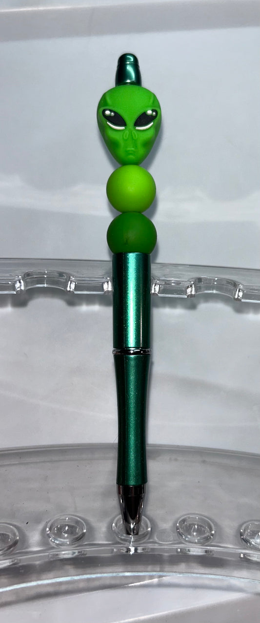 Green Alien Head Green Pen