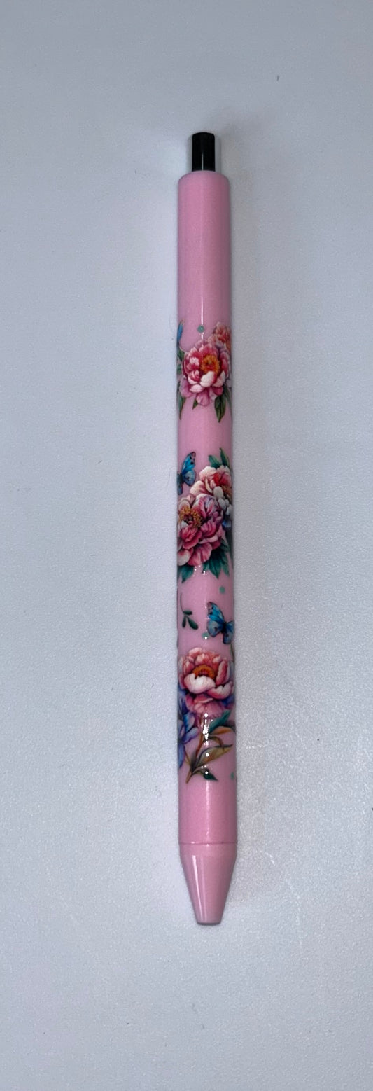 Flowers And Sunflowers Wrapped Pink Pen