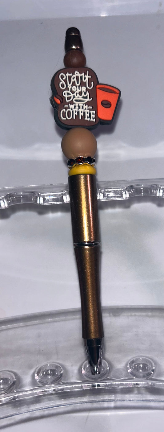 Start Your Day With Coffee Brown Pen