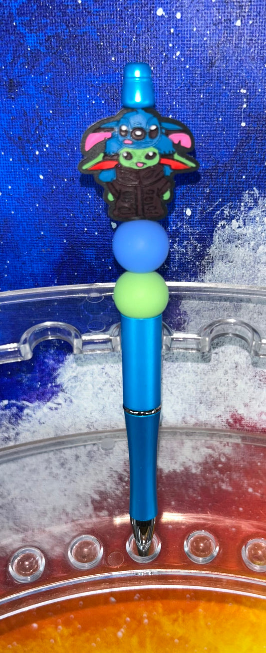Stitch Grogu Blue Pen