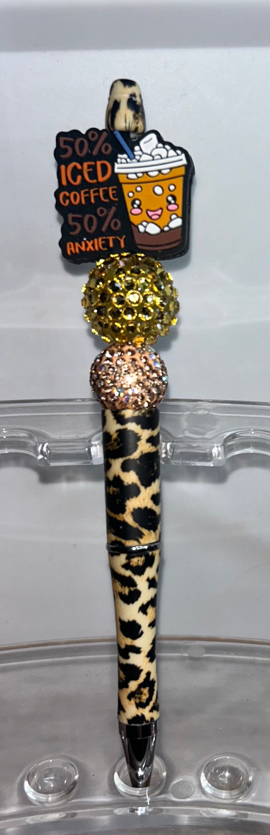 50% Iced Coffee 50% Anxiety Leopard Print Pen