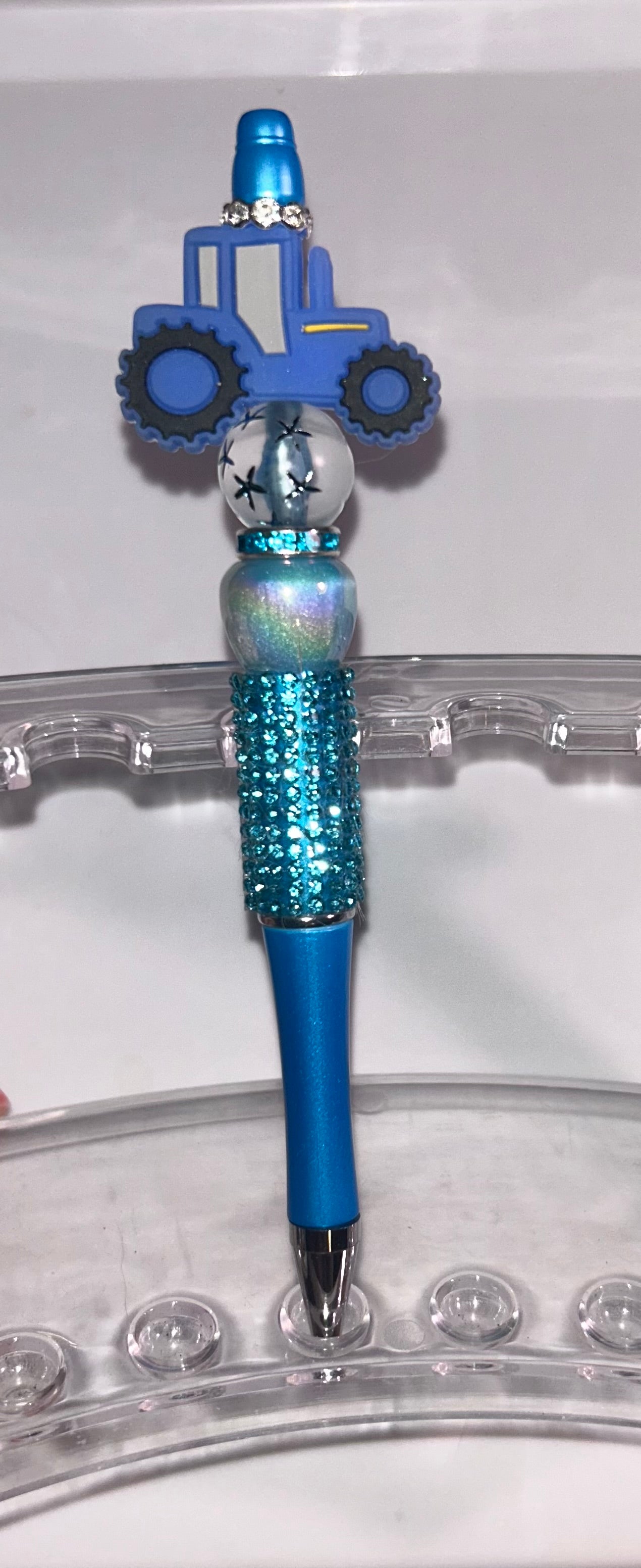 Blue Tractor Blue Bling Pen