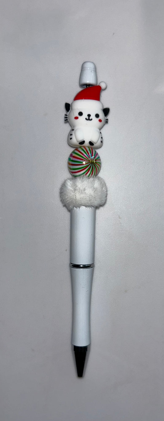 Christmas Kitty White Pen