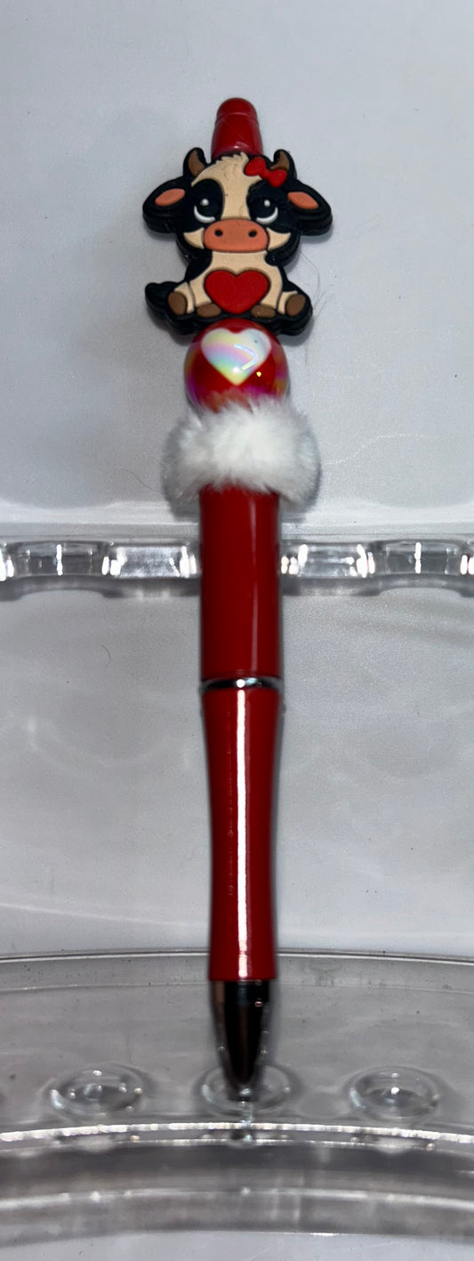 Highland Cow Heart Red Pen