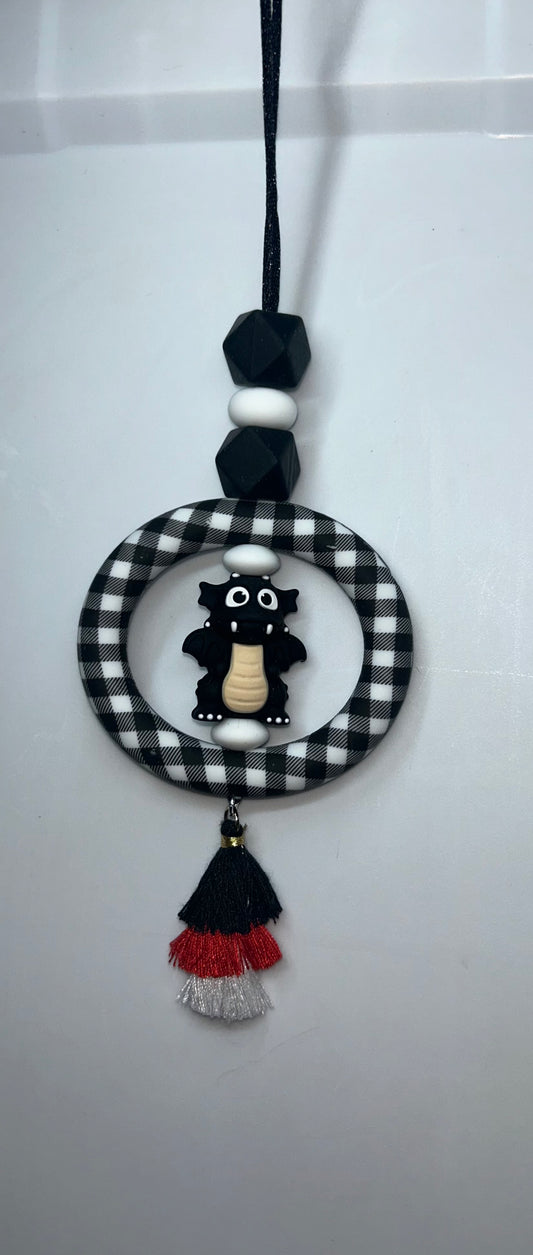 Black Dragon Black Checkered Car Charm