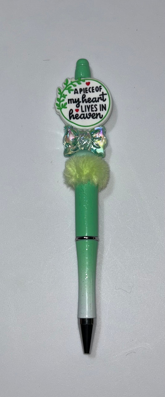 A Piece Of My Heart Lives In Heaven Green Pen