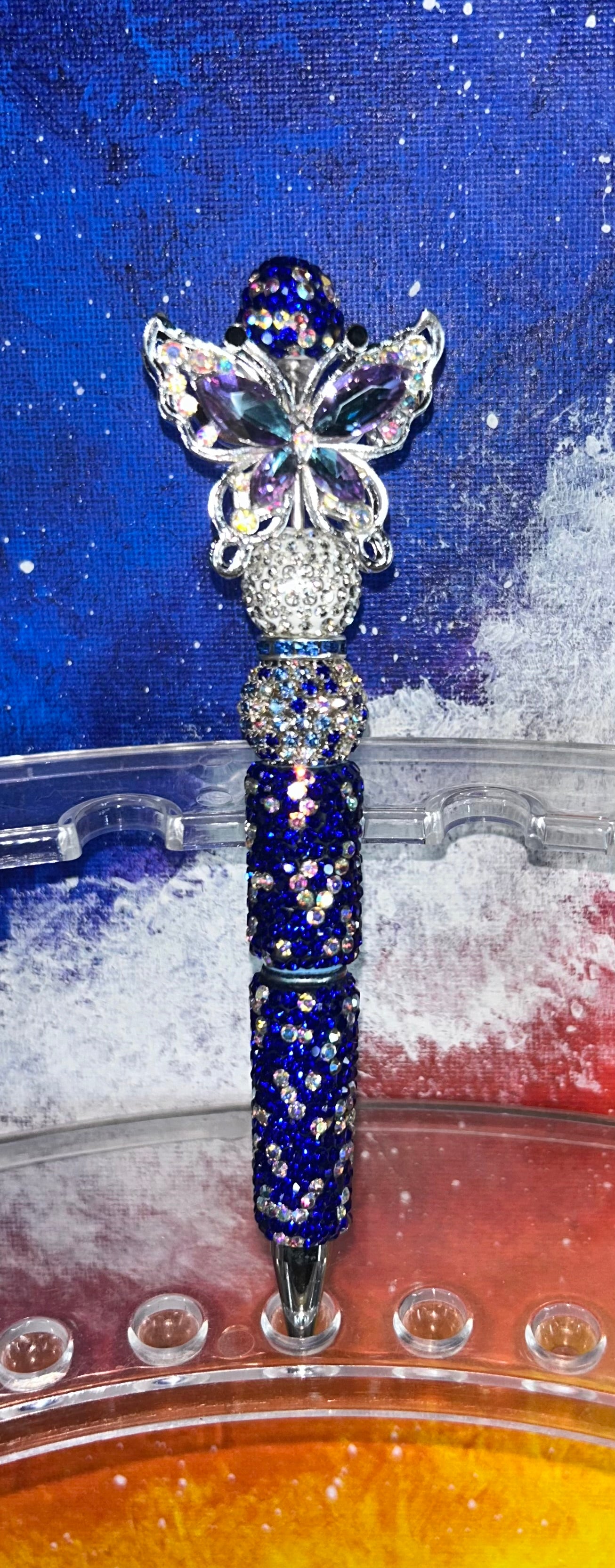 Blue Crystal Butterfly Blue Specialty Pen