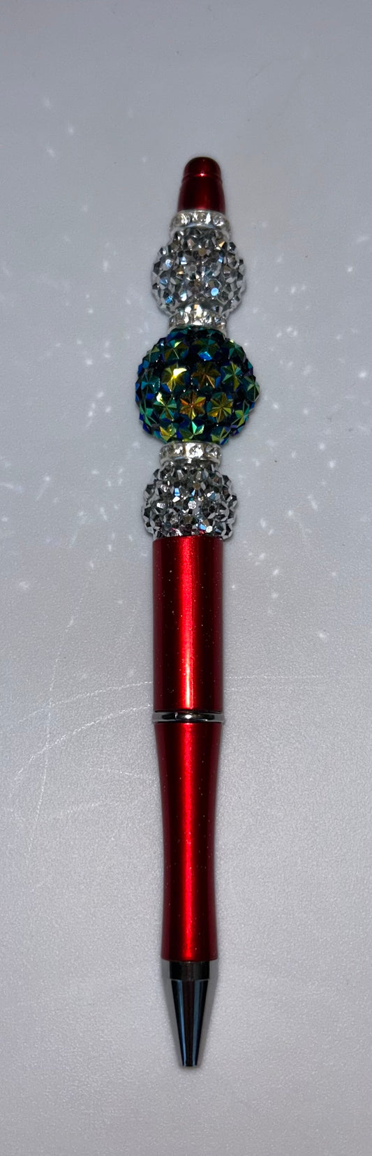 Glitter Green Beaded Red Pen