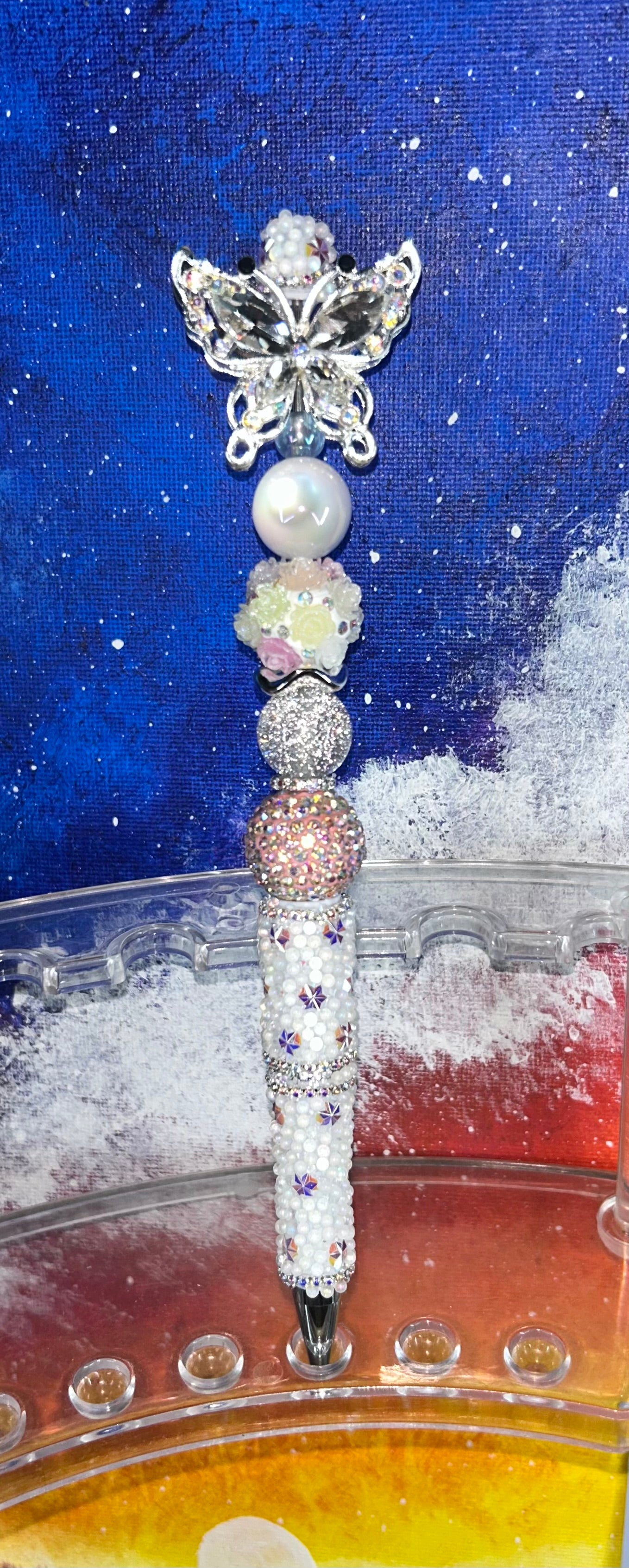 White Crystal Butterfly White Specialty Pen