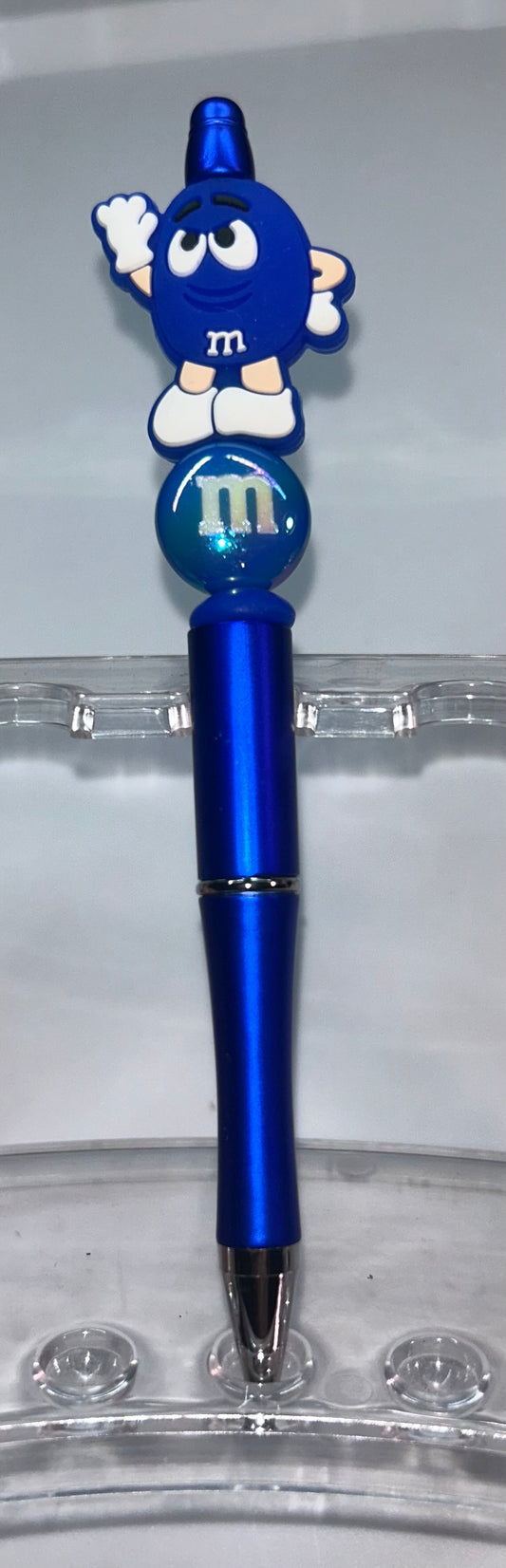 Blue M&M Head Blue Pen