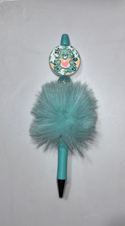 Teal Carebear PomPom Pen