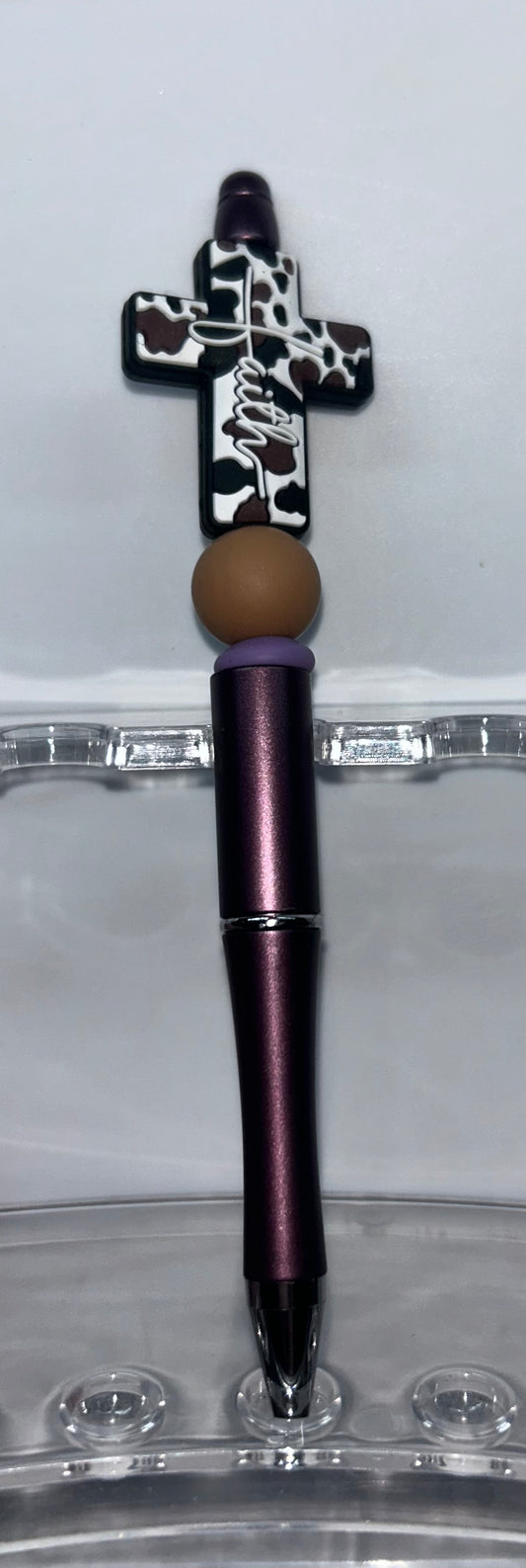 Faith Cowhide Cross Plum Pen