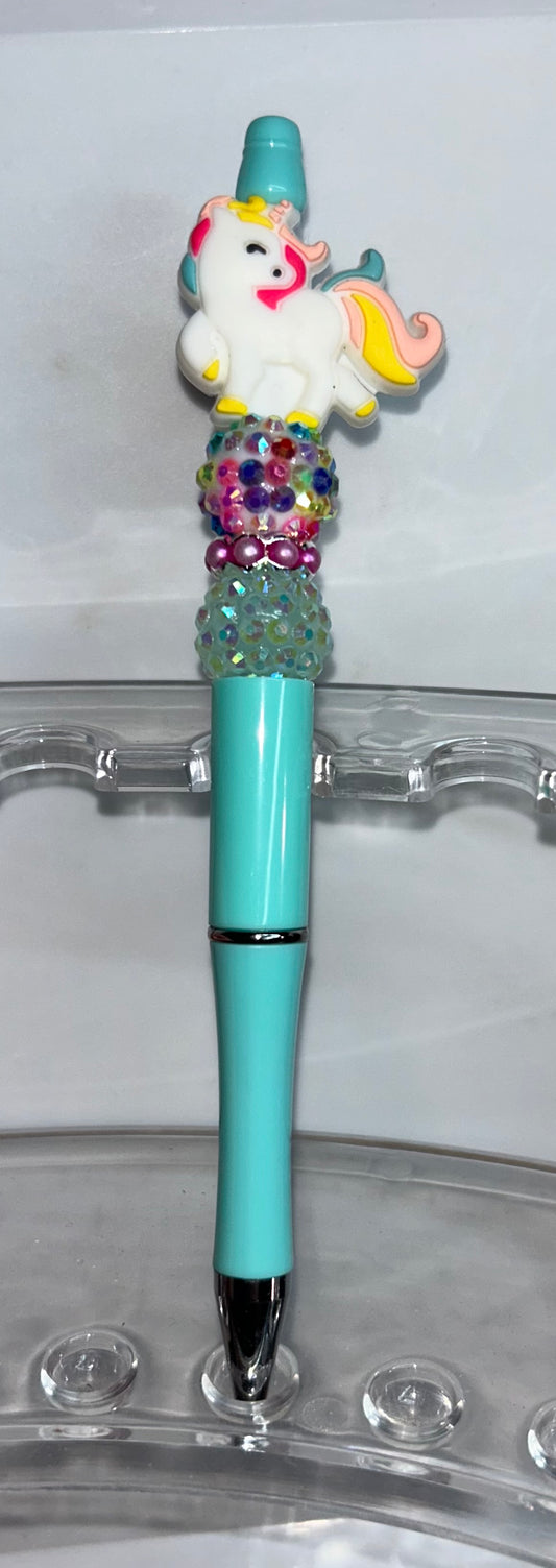 White Pony Teal Pen