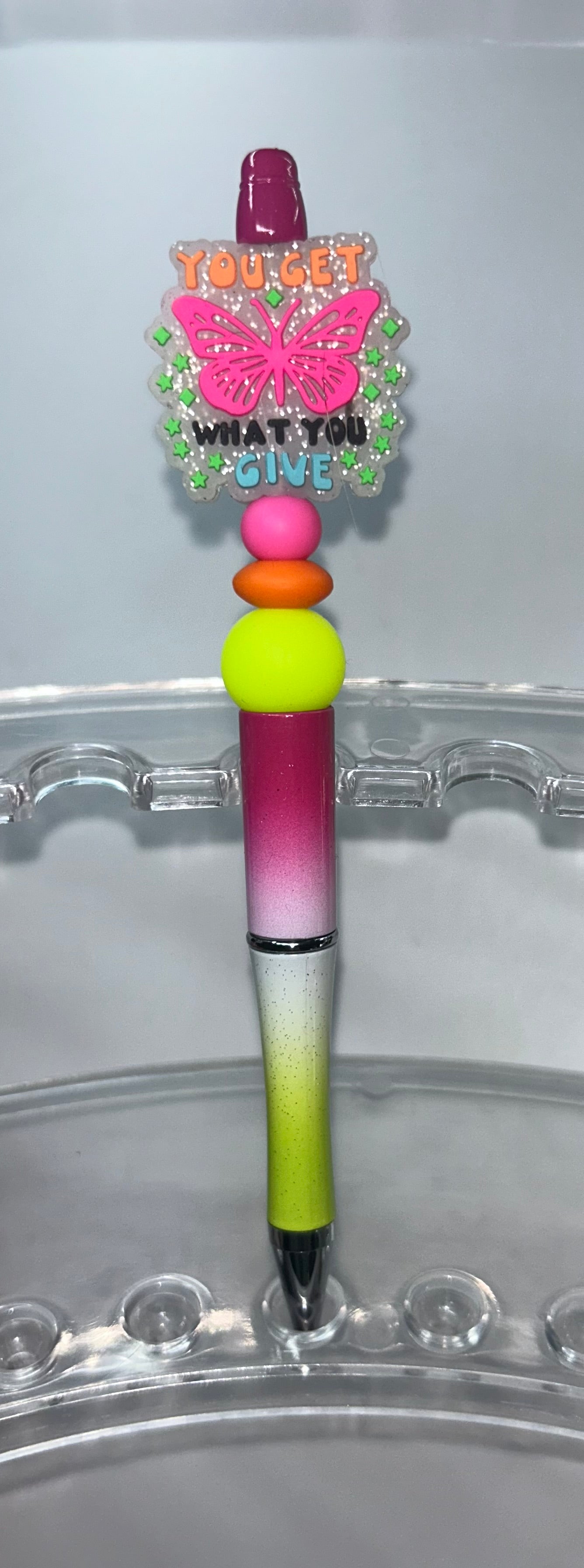 You Get What You Give Pink Yellow Ombre' Pen