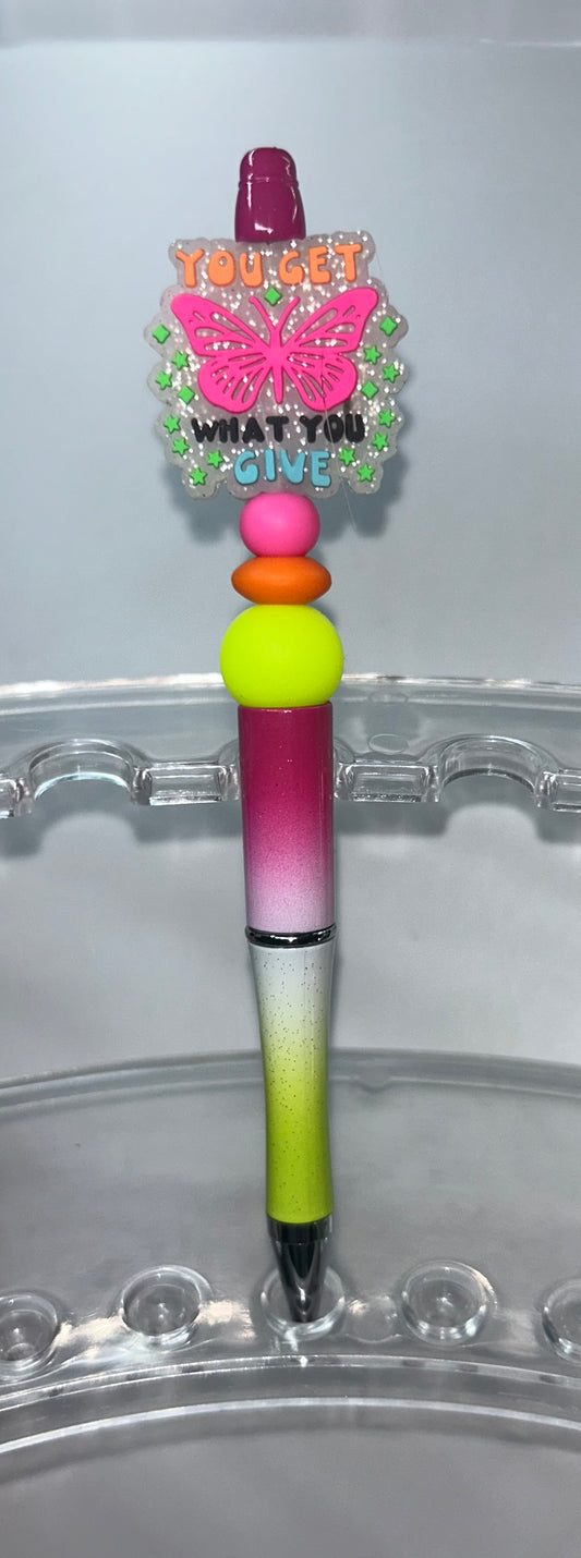 You Get What You Give Pink Yellow Ombre' Pen