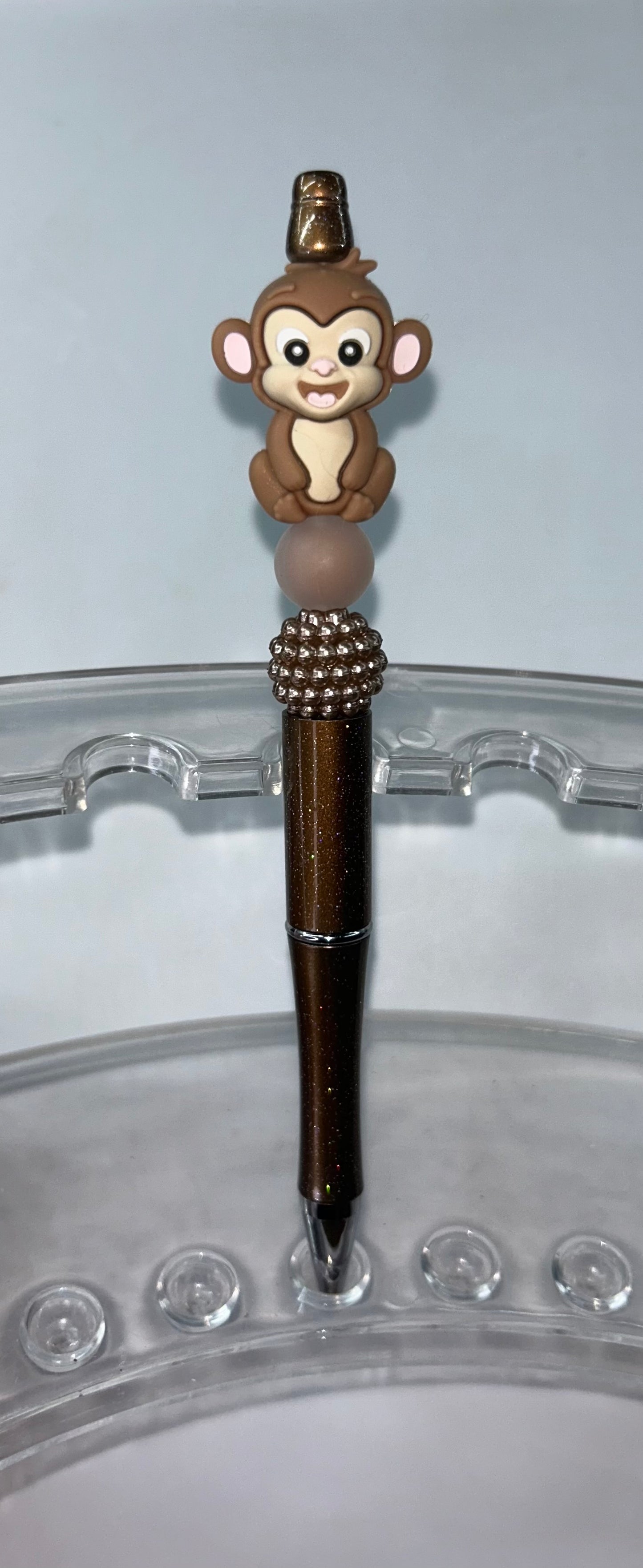 Monkey Brown Glitter Pen