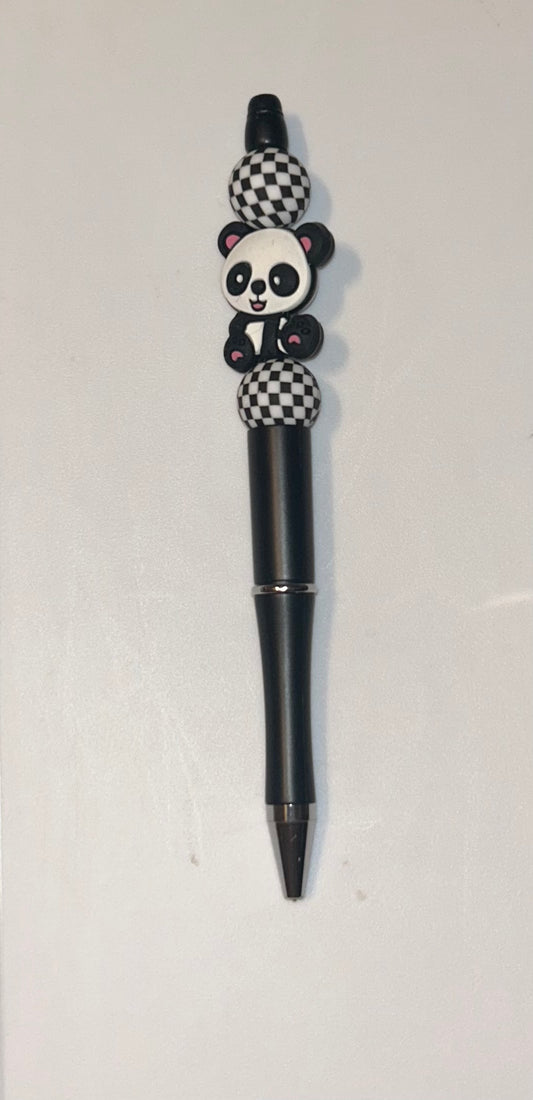 Panda Checkered Black Pen