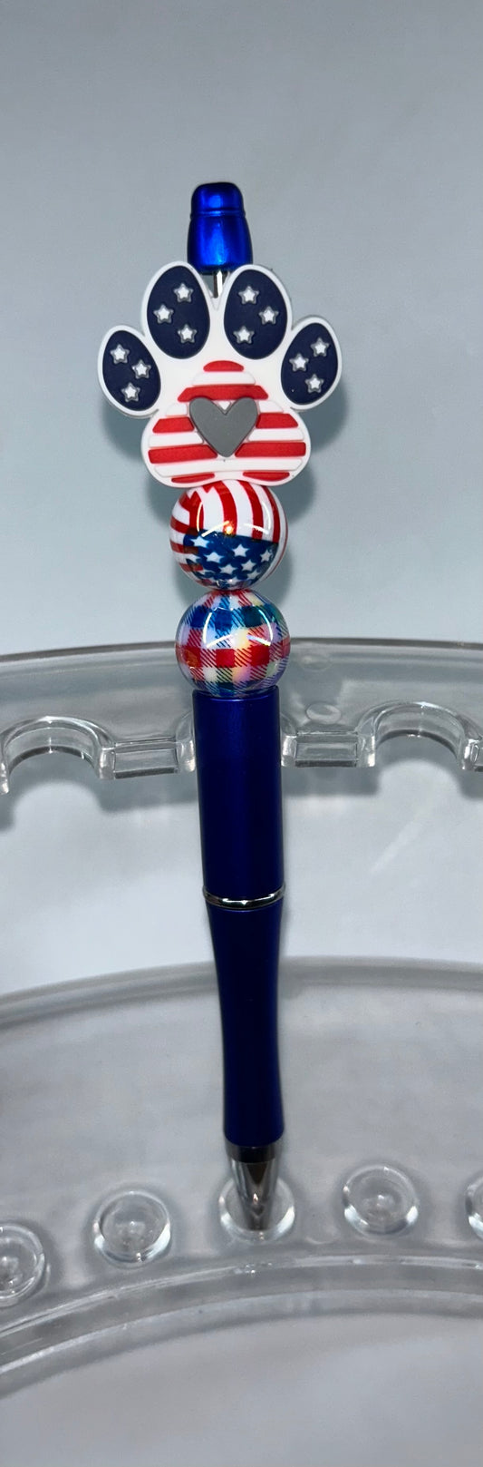 Patriotic Paw Print Blue Pen